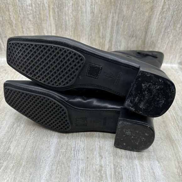 Aerosoles Boots Womens 9 Black Mid Calf Black Leather Zip Up Riding Square Toe - Picture 9 of 9